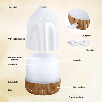 Devanti Ultrasonic Aroma Diffuser Aromatherapy 100ml LED Lights Iron Humidifier Forest.