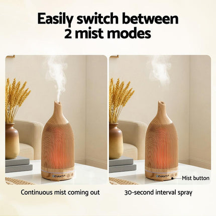 Devanti Ultrasonic Aroma Diffuser Aromatherapy 200ml LED Lights Iron Humidifier Forest Light wood grain.