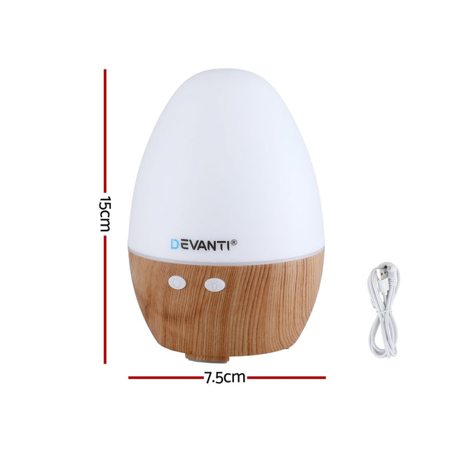Devanti Ultrasonic Aroma Diffuser Aromatherapy 130ml LED Lights Iron Humidifier Forest.