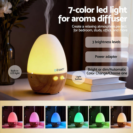 Devanti Ultrasonic Aroma Diffuser Aromatherapy 130ml LED Lights Iron Humidifier Forest.