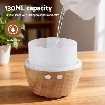 Devanti Ultrasonic Aroma Diffuser Aromatherapy 130ml LED Lights Iron Humidifier Forest.