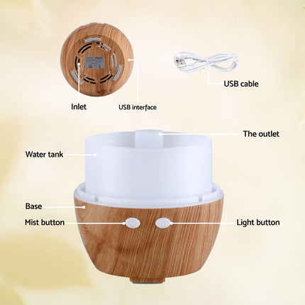 Devanti Ultrasonic Aroma Diffuser Aromatherapy 130ml LED Lights Iron Humidifier Forest.
