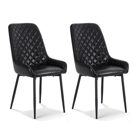 Artiss 2x Dining Chairs Retro PU Leather Kitchen Lounge Cafe Accent Chair Black.