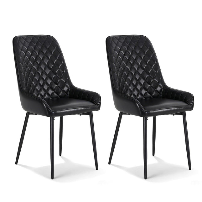 Artiss 2x Dining Chairs Retro PU Leather Kitchen Lounge Cafe Accent Chair Black.
