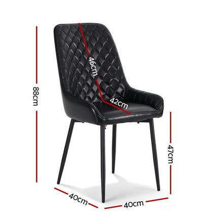 Artiss 2x Dining Chairs Retro PU Leather Kitchen Lounge Cafe Accent Chair Black.