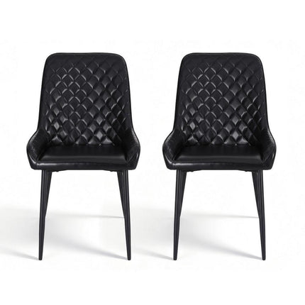 Artiss 2x Dining Chairs Retro PU Leather Kitchen Lounge Cafe Accent Chair Black.