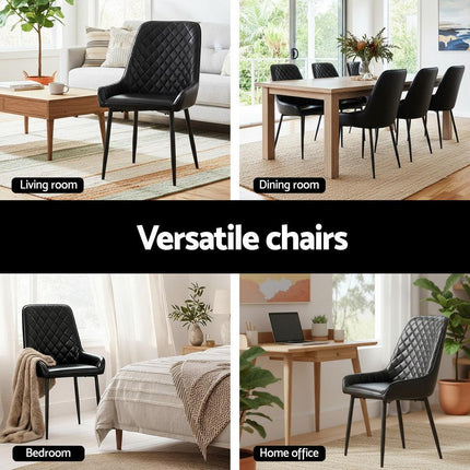 Artiss 2x Dining Chairs Retro PU Leather Kitchen Lounge Cafe Accent Chair Black.