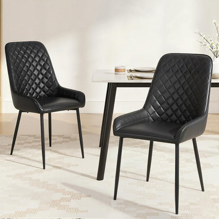 Artiss 2x Dining Chairs Retro PU Leather Kitchen Lounge Cafe Accent Chair Black.