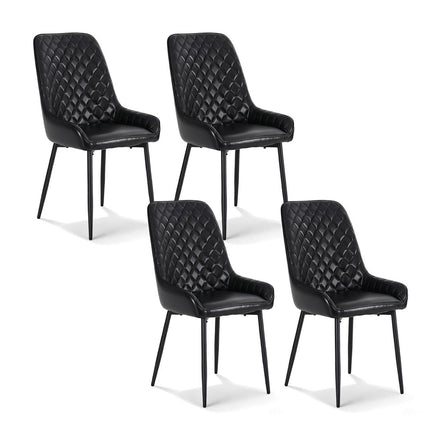 Artiss 4x Dining Chairs Retro PU Leather Kitchen Lounge Cafe Accent Chair Black.
