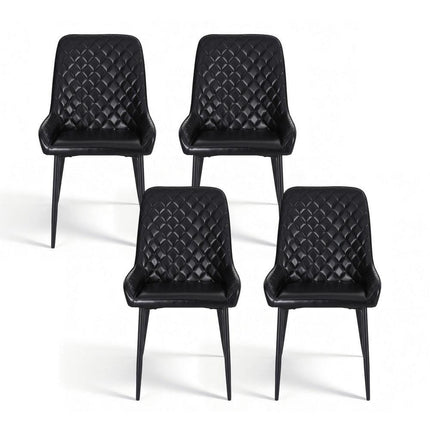 Artiss 4x Dining Chairs Retro PU Leather Kitchen Lounge Cafe Accent Chair Black.
