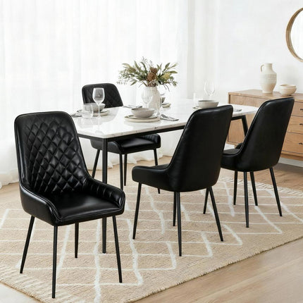 Artiss 4x Dining Chairs Retro PU Leather Kitchen Lounge Cafe Accent Chair Black.