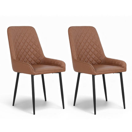 Artiss 2x Dining Chairs Retro PU Leather Kitchen Lounge Cafe Accent Chair Brown.