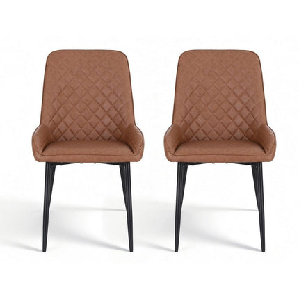 Artiss 2x Dining Chairs Retro PU Leather Kitchen Lounge Cafe Accent Chair Brown.