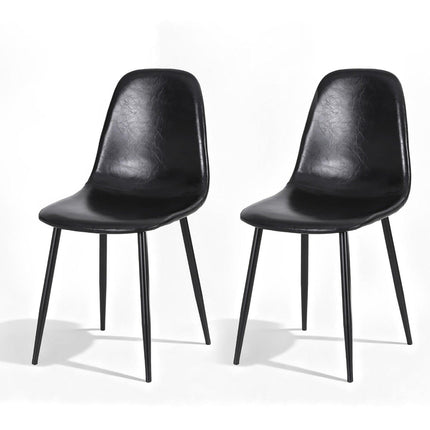 Artiss 2x Dining Chairs Retro PU Leather Kitchen Lounge Cafe Accent Chair Black.