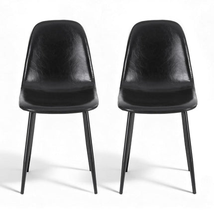 Artiss 2x Dining Chairs Retro PU Leather Kitchen Lounge Cafe Accent Chair Black.