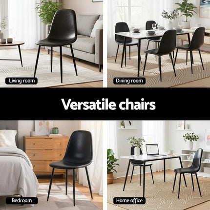 Artiss 2x Dining Chairs Retro PU Leather Kitchen Lounge Cafe Accent Chair Black.