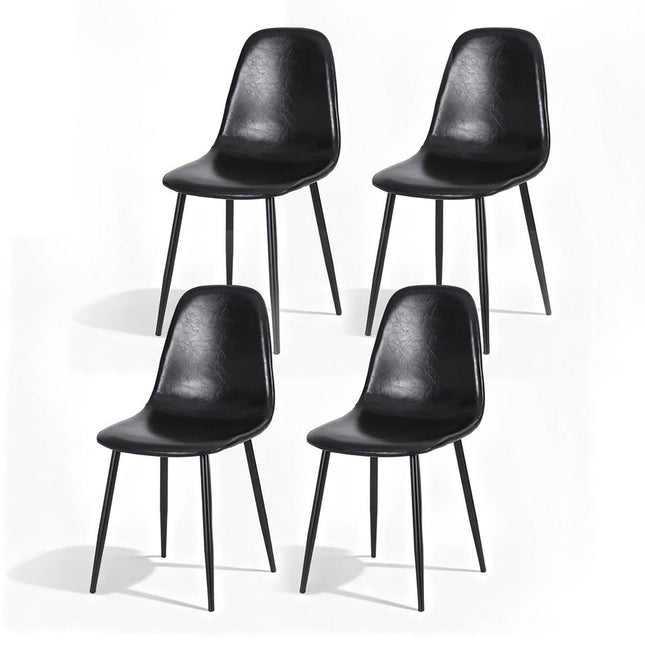 Artiss 4x Dining Chairs Retro PU Leather Kitchen Lounge Cafe Accent Chair Black.