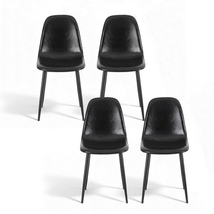 Artiss 4x Dining Chairs Retro PU Leather Kitchen Lounge Cafe Accent Chair Black.