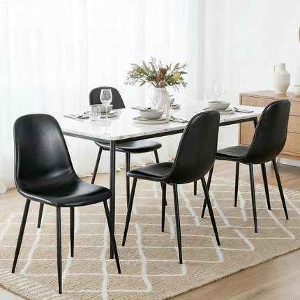 Artiss 4x Dining Chairs Retro PU Leather Kitchen Lounge Cafe Accent Chair Black.