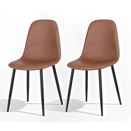 Artiss 2x Dining Chairs Retro PU Leather Kitchen Lounge Cafe Accent Chair Brown.