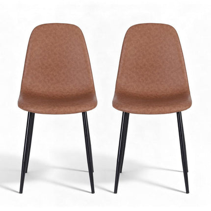 Artiss 2x Dining Chairs Retro PU Leather Kitchen Lounge Cafe Accent Chair Brown.