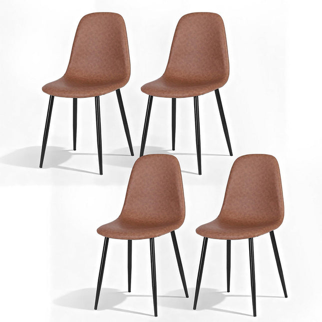Artiss 4x Dining Chairs Retro PU Leather Kitchen Lounge Cafe Accent Chair Brown.