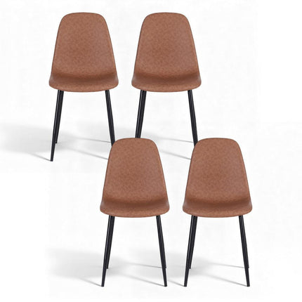Artiss 4x Dining Chairs Retro PU Leather Kitchen Lounge Cafe Accent Chair Brown.