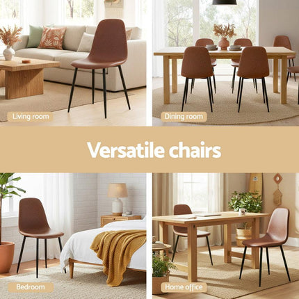 Artiss 4x Dining Chairs Retro PU Leather Kitchen Lounge Cafe Accent Chair Brown.