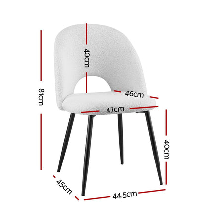 1 Set of 2 Artiss Dining Chair Boucle Sherpa.