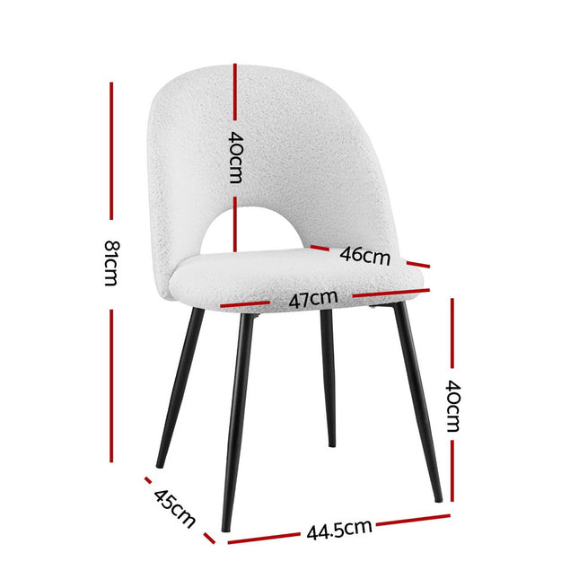 1 Set of 2 Artiss Dining Chair Boucle Sherpa.