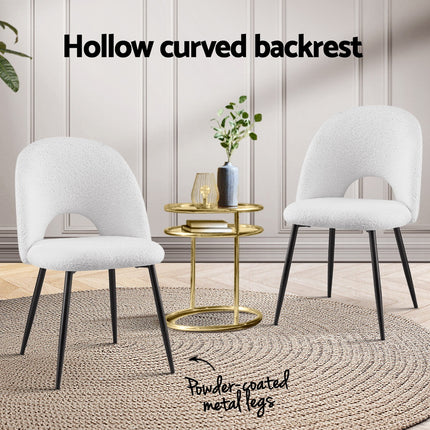 1 Set of 2 Artiss Dining Chair Boucle Sherpa.