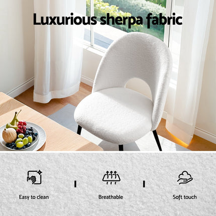 1 Set of 2 Artiss Dining Chair Boucle Sherpa.