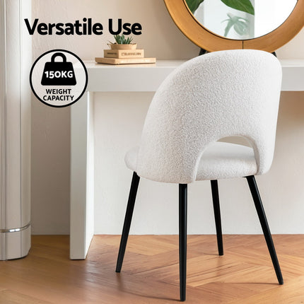 1 Set of 2 Artiss Dining Chair Boucle Sherpa.