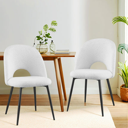 1 Set of 2 Artiss Dining Chair Boucle Sherpa.