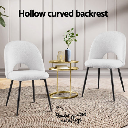 1 Set of 4 Artiss Dining Chair Boucle Sherpa.