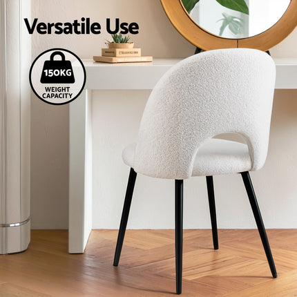 1 Set of 4 Artiss Dining Chair Boucle Sherpa.