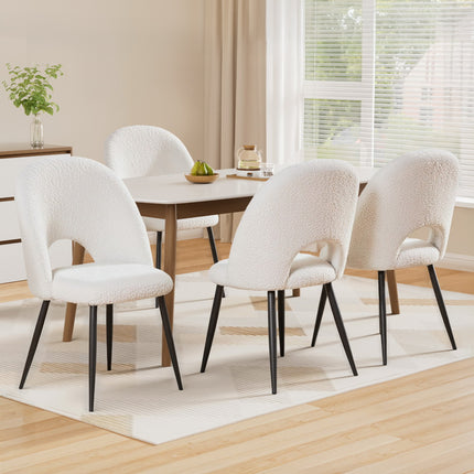 1 Set of 4 Artiss Dining Chair Boucle Sherpa.
