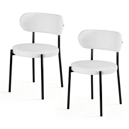 Artiss Dining Chairs Set of 2 Sherpa Boucle White.