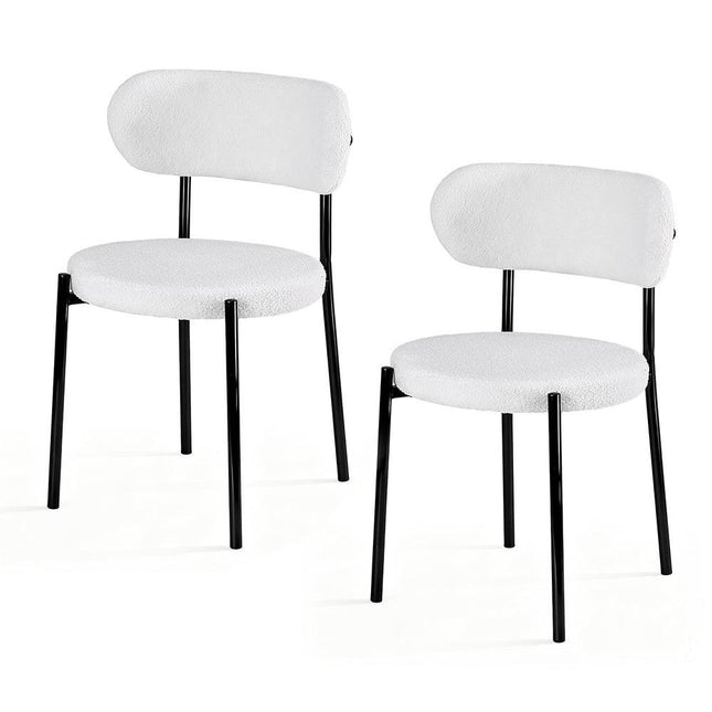 Artiss Dining Chairs Set of 2 Sherpa Boucle White.