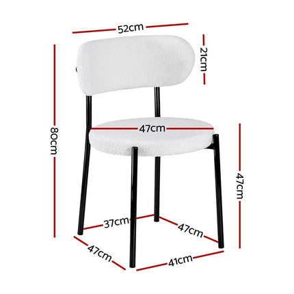 Artiss Dining Chairs Set of 2 Sherpa Boucle White.