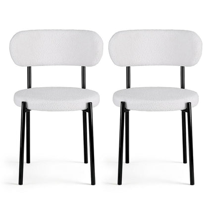 Artiss Dining Chairs Set of 2 Sherpa Boucle White.