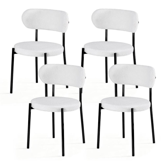 Artiss Dining Chairs Set of 4 Sherpa Boucle White.
