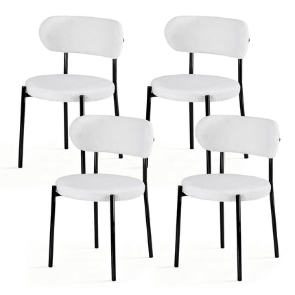 Artiss Dining Chairs Set of 4 Sherpa Boucle White.