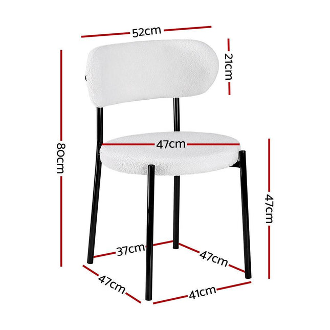 Artiss Dining Chairs Set of 4 Sherpa Boucle White.