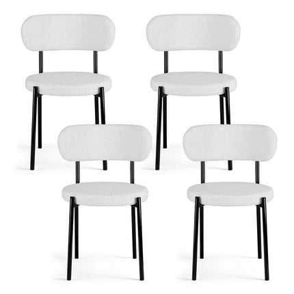 Artiss Dining Chairs Set of 4 Sherpa Boucle White.