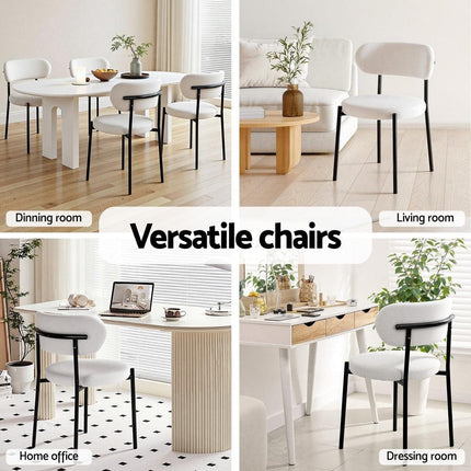 Artiss Dining Chairs Set of 4 Sherpa Boucle White.