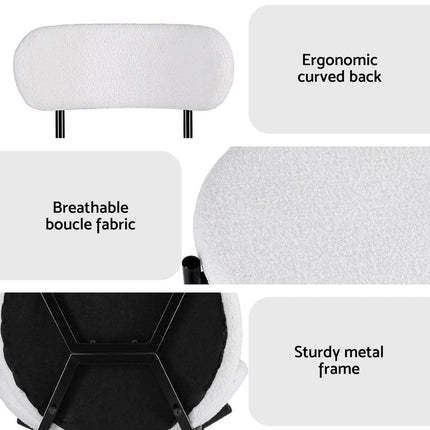 Artiss Dining Chairs Set of 4 Sherpa Boucle White.