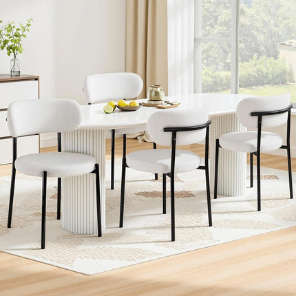 Artiss Dining Chairs Set of 4 Sherpa Boucle White.