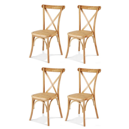 Artiss 4x Dining Chairs Rattan Wooden Kitchen Accent Chair Cafe Lounge Rubber Wood.