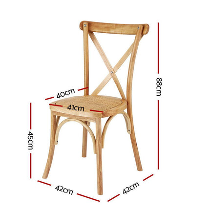 Artiss 4x Dining Chairs Rattan Wooden Kitchen Accent Chair Cafe Lounge Rubber Wood.